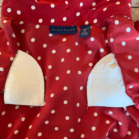 KAREN SCOTT Polka Dot Button Down Shirt - Picture 4 of 5